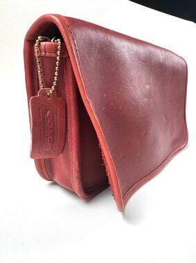 Vintage Coach 6638 Red Leather Clutch Handbag Purse Irregular Very Rare Medium